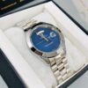 Plain Dial Date and Day Working Silver Blue