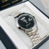 Plain Dial Date and Day Working Silver Black