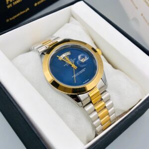 Plain Dial Date and Day Working Two Tone Blue