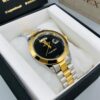Plain Dial Date and Day Working Two Tone Black