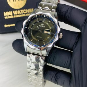 Best Win Diamond Cut Day and Date Working (Silver Black)