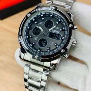 SKMEI DUAL TIME ORIGINAL WATCH (SILVER BLACK )