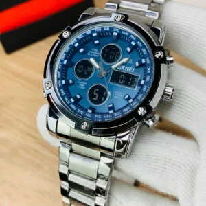 SKMEI DUAL TIME ORIGINAL WATCH (SILVER BLUE)