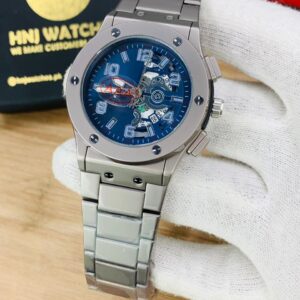 HB New Design Matte Finish Half Skeleton  ( Silver-Blue)