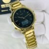 ORIGINAL SKMEI 2120 – Digital Analog Full Steel Men’s Watch  (Golden/ Black)